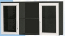 Антресоль большая с двумя стеклодверями ДЛЯ ГОСТИНОЙ АБС-2 Венге/Дуб выбеленный в Барабинске - barabinsk.katalogmebeli.com | фото
