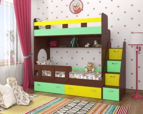 Детская двухъярусная кровать Юниор-1 Белый/Синий Распродажа в Барабинске - barabinsk.katalogmebeli.com | фото 4
