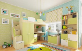 Детская комната Эппл (Зеленый/Белый/корпус Клен) в Барабинске - barabinsk.katalogmebeli.com | фото 2