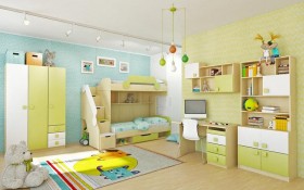 Детская комната Эппл (Зеленый/Белый/корпус Клен) в Барабинске - barabinsk.katalogmebeli.com | фото 3
