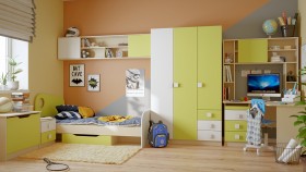 Детская комната Эппл (Зеленый/Белый/корпус Клен) в Барабинске - barabinsk.katalogmebeli.com | фото 11