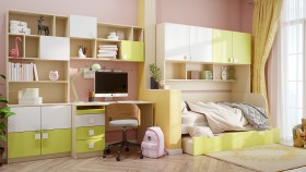 Детская комната Эппл (Зеленый/Белый/корпус Клен) в Барабинске - barabinsk.katalogmebeli.com | фото 12