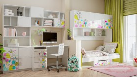 Детская комната Флер (Белый/корпус Выбеленное дерево) в Барабинске - barabinsk.katalogmebeli.com | фото 2