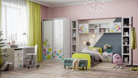 Детская комната Флер (Белый/корпус Выбеленное дерево) в Барабинске - barabinsk.katalogmebeli.com | фото