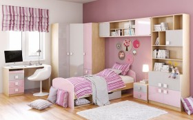 Детская комната Грэйси (Розовый/Серый/корпус Клен) в Барабинске - barabinsk.katalogmebeli.com | фото 3