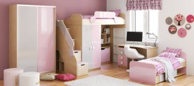 Детская комната Грэйси (Розовый/Серый/корпус Клен) в Барабинске - barabinsk.katalogmebeli.com | фото 5