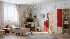 Детская комната Ретвит (Бежевый/Красный/корпус Клен) в Барабинске - barabinsk.katalogmebeli.com | фото 5