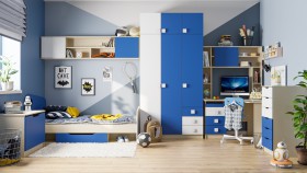 Детская комната Скай (Синий/Белый/корпус Клен) в Барабинске - barabinsk.katalogmebeli.com | фото