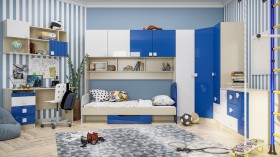 Детская комната Скай Люкс (Синий/Белый/корпус Клен) в Барабинске - barabinsk.katalogmebeli.com | фото 3