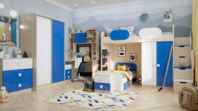 Детская комната Скай Люкс (Синий/Белый/корпус Клен) в Барабинске - barabinsk.katalogmebeli.com | фото 5