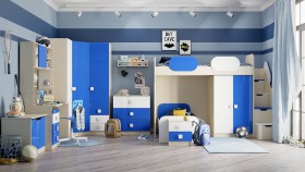 Детская комната Скай Люкс (Синий/Белый/корпус Клен) в Барабинске - barabinsk.katalogmebeli.com | фото 7