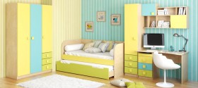Детская комната Смайли (Желтый/Голубой/Зеленый/корпус Клен) в Барабинске - barabinsk.katalogmebeli.com | фото
