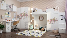 Детская комната Совушки (Белый/корпус Выбеленное дерево) в Барабинске - barabinsk.katalogmebeli.com | фото