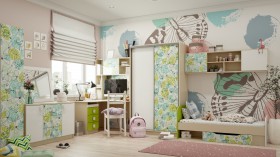 Детская комната Твит (Белый/Зеленый/корпус Клен) в Барабинске - barabinsk.katalogmebeli.com | фото 1