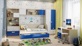 Диван-кровать Скай люкс (Синий/Белый/корпус Клен) в Барабинске - barabinsk.katalogmebeli.com | фото 2