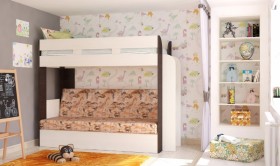 Кровать с диваном 75 Карамель Атлант (Венге Магия /Сосна Карелия/Савана) в Барабинске - barabinsk.katalogmebeli.com | фото
