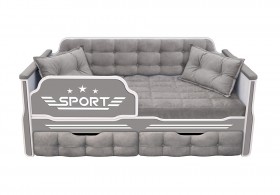 Кровать 160 серии Спорт 2 ящика 45 Серый (подушки) в Барабинске - barabinsk.katalogmebeli.com | фото 1