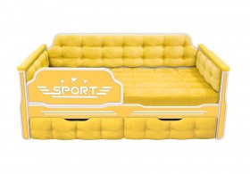 Кровать 160 серии Спорт 2 ящика 74 Жёлтый (мягкие боковые накладки) в Барабинске - barabinsk.katalogmebeli.com | фото 1