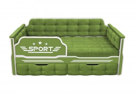 Кровать 160 серии Спорт 2 ящика 76 Зелёный (мягкие боковые накладки) в Барабинске - barabinsk.katalogmebeli.com | фото