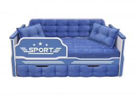Кровать 160 серии Спорт 2 ящика 85 Синий (подушки) в Барабинске - barabinsk.katalogmebeli.com | фото