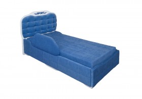 Кровать 190 Атлет Lux 29 Синий (мягкий бортик) в Барабинске - barabinsk.katalogmebeli.com | фото