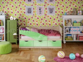 Кровать Бабочки 1,6м (Салатовый металлик) в Барабинске - barabinsk.katalogmebeli.com | фото 1