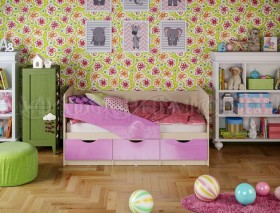 Кровать Бабочки 1,6м (Сиреневый металлик) в Барабинске - barabinsk.katalogmebeli.com | фото 1