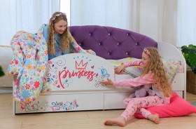 Кровать детская Эльза с бортиком Принцесса Белый/Фиолетовый в Барабинске - barabinsk.katalogmebeli.com | фото