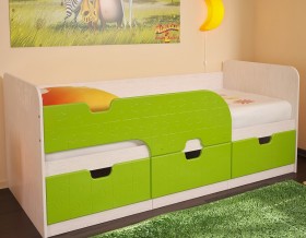 Кровать детская Минима 1,86м с ящиками (дуб атланта/лайм глянец) в Барабинске - barabinsk.katalogmebeli.com | фото 1