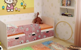 Кровать детская Минима Лего 1,86м с ящиками (дуб атланта/лиловый сад) в Барабинске - barabinsk.katalogmebeli.com | фото 4