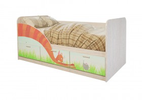 Кровать детская Минима Лего 1,86м с ящиками (дуб атланта/лиловый сад) в Барабинске - barabinsk.katalogmebeli.com | фото 9