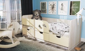 Кровать детская Минима Лего 1,6м (дуб атланта/крем) в Барабинске - barabinsk.katalogmebeli.com | фото 1