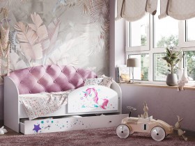 Кровать детская Звездочка Белый/Розовый в Барабинске - barabinsk.katalogmebeli.com | фото