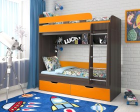 Кровать двухъярусная Юниор-5  Бодего/Оранжевый в Барабинске - barabinsk.katalogmebeli.com | фото