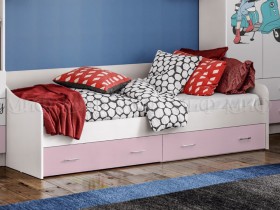 Кровать Fashion-1 Вега 0,9 м (Белый/Розовый) в Барабинске - barabinsk.katalogmebeli.com | фото