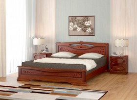 Кровать Карина-7 из массива сосны 1400*2000 Орех в Барабинске - barabinsk.katalogmebeli.com | фото 1