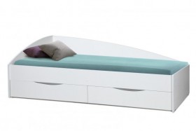 Кровать одинарная "Фея - 3" (асимметричная) (2000х900) New/(белый / белый / ДВПО белый) в Барабинске - barabinsk.katalogmebeli.com | фото