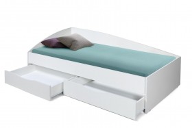Кровать одинарная "Фея - 3" (асимметричная) (2000х900) New/(белый / белый / ДВПО белый) в Барабинске - barabinsk.katalogmebeli.com | фото 3