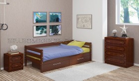 Кровать одинарная ГЛОРИЯ из массива сосны  900*2000 (Орех) в Барабинске - barabinsk.katalogmebeli.com | фото