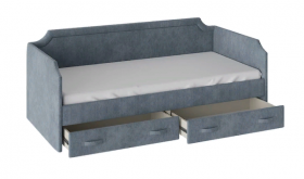 Кровать с мягкой обивкой и ящиками «Кантри» Тип 1 (900) (Замша синяя) в Барабинске - barabinsk.katalogmebeli.com | фото 2