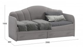 Кровать с мягкой спинкой и ящиками «Сабрина» 900 Светло-серый в Барабинске - barabinsk.katalogmebeli.com | фото 3