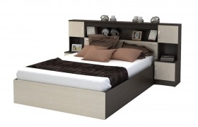 Кровать с прикроватным блоком КР 552 Спальня Basya (венге/белфорт) в Барабинске - barabinsk.katalogmebeli.com | фото