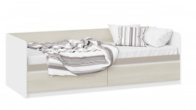 Кровать «Сканди» с 2 ящиками Дуб Гарден/Белый/Глиняный серый в Барабинске - barabinsk.katalogmebeli.com | фото