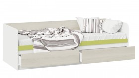 Кровать «Сканди» с 2 ящиками Дуб Гарден/Белый/Зеленый в Барабинске - barabinsk.katalogmebeli.com | фото 2