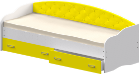 Кровать Софа-7 с мягкой спинкой (800х1900) Белый/Желтый в Барабинске - barabinsk.katalogmebeli.com | фото