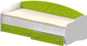 Кровать Софа-7 с мягкой спинкой (800х1900) Белый/Лайм в Барабинске - barabinsk.katalogmebeli.com | фото
