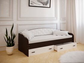 Кровать Софа-7 с мягкой спинкой (800х1900) Венге/ Белый в Барабинске - barabinsk.katalogmebeli.com | фото