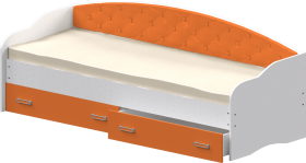 Кровать Софа-7 с мягкой спинкой (800х2000) Белый/Оранжевый в Барабинске - barabinsk.katalogmebeli.com | фото