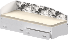 Кровать Софа-9 с мягкой спинкой с рисунком Милана (900х1900) Белый в Барабинске - barabinsk.katalogmebeli.com | фото