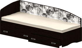 Кровать Софа-9 с мягкой спинкой с рисунком Милана (900х1900) Венге в Барабинске - barabinsk.katalogmebeli.com | фото
